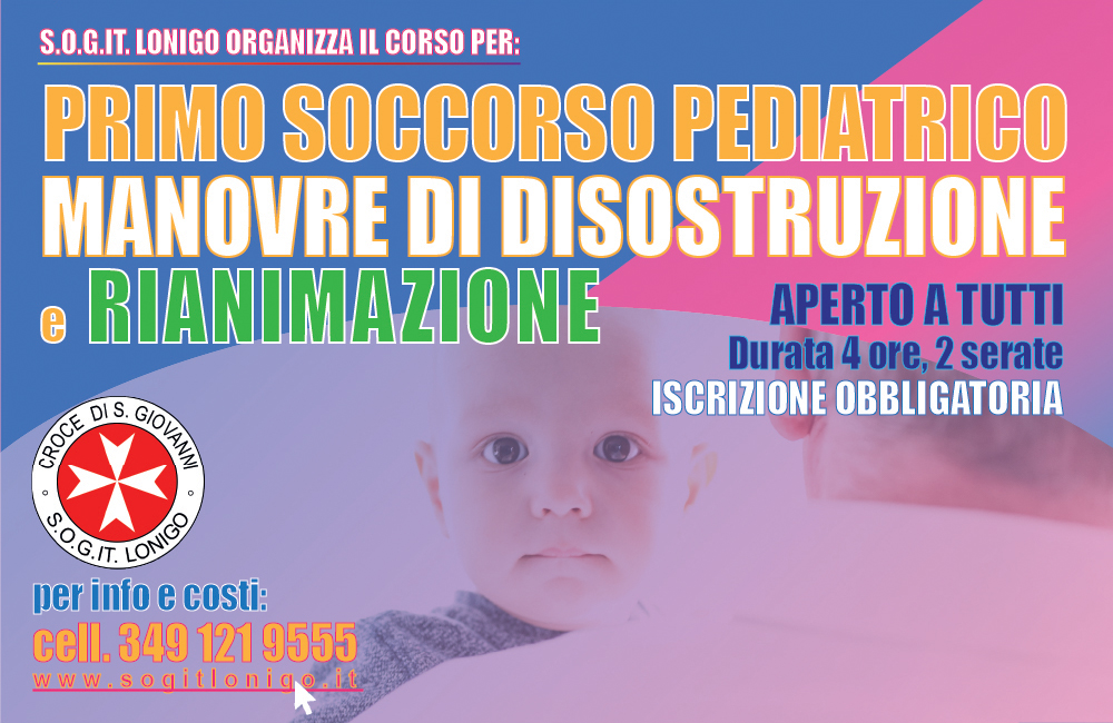 Corso di Primo Soccorso Pediatrico 26 e 27 aprile a Lonigo (VI)