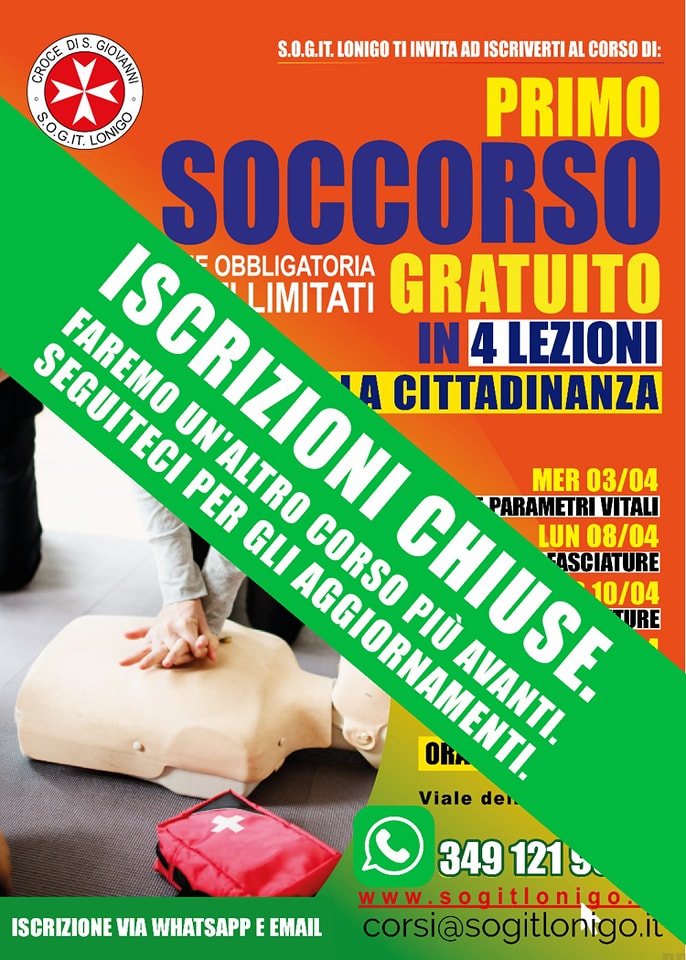 ISCRIZIONI CHIUSE. PRIMO SOCCORSO