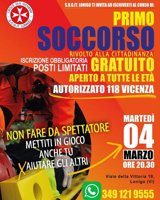 4 Marzo 2025 – corso di primo soccorso per diventare volontario!
